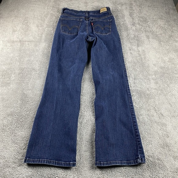 Levis Straight Jeans Womens 4 Short Blue Dark Wash Low Rise - Picture 10 of 15